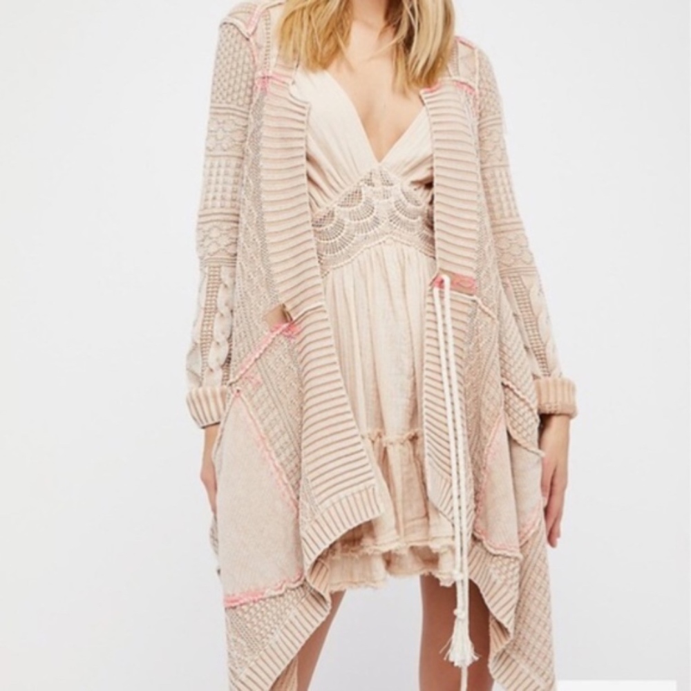 Free people all washed out cable knit rope cardi